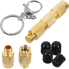Tire Deflator, 4 in 1 Brass Tire Air Pressure Deflation Valve Kit with Keychain & Valve Caps, Portable Tyre Pressure Relief Device Air Down Tools for Offroad Vehicles in Kuwait