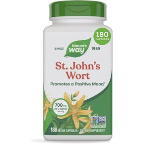 Nature's Way Premium St. John’s Wort Herb, Promotes A Positive Outlook*, 700 mg per serving, 180 Vegan Capsules in Kuwait