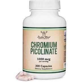 Chromium Picolinate 1000mcg for Healthy Weight Management (High Absorption and Bioavailability) (300 Vegan Safe Capsules, Non-GMO, Gluten Free, Manufactured in The USA) by Double Wood Supplements in Kuwait