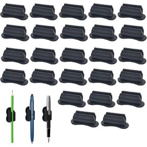 25 Pcs Adhesive Pen Holder, Upgraded Pen Holder for Desk Slicone Holder Marker Holder for Classroom Clipboard Wall Teacher Supplies School Office Desk Accessories（Black） in Kuwait