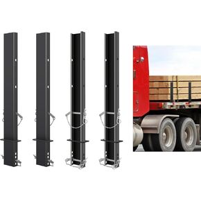 30 in 4 Pcs Adjustable C Channel Pipe Stake for Flatbed Trailer Hauler with Anti-Loss Cord, Flatbed Trailer Stake Pocket D Ring,Trailer Stake Side Rail Black in Kuwait