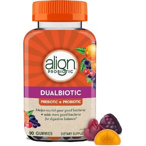 Align DualBiotic, Prebiotic + Probiotic for Women and Men, Help Nourish and Add Good Bacteria for Digestive Support, Natural Fruit Flavors, 90 Gummies in Kuwait