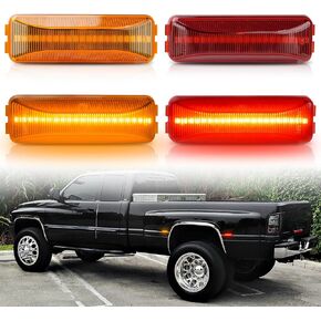 Bestview LED مصابيح تحديد جانبية مزدوجة لـ 1994-2002 دودج رام 2500 3500، كهرمان وأحمر أمامي وخلفي، ملحقات مجموعة مصابيح مصد الصدمات، عدسات دخان (عبوة من 4) in Saudi Arabia