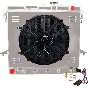 3 صفوف مشعاع + كفن + 16 بوصة مروحة + مجموعة ترموستات متوافقة مع 2006-2012 Chevy Colorado/Hummer H3 H3T/GMC Canyon 5.3L 2007 2008 2009 2010 2011، مشعاع 44 مم in Kuwait