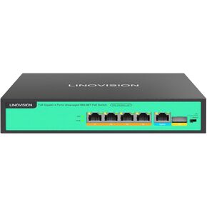 LINOVISION 4 Ports Full Gigabit PoE++ Switch, Built-in 96W Power, All 4 Ports support BT 90W, Sufficient Power for all IEEE 802.3 af/at/bt PoE devices, including PTZ cameras, Wireless AP and PoE light in Kuwait