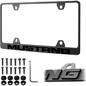 3D Raised Letter License Frame – Black Powder Coat UV Resistant Rust-Proof Steel Plate Holder Compatible with Mustang V6 GT in Saudi Arabia