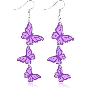 yfstyle Purple Butterfly Dangle Earrings for Women Acrylic Butterfly Earrings Set Spring Wedding Jewelry Gifts in Kuwait