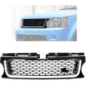 مجموعة شواية أمامية HECASA متوافقة مع 2010-2013 Land Rover Range Rover Sport L320 باللونين الأسود والفضي على شبكة U حول الشبكة in Kuwait