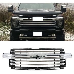 Front Bumper Grille Grill Fit for 2020 2021 2022 2023 Silverado 2500HD 3500HD High Country Style Replace for 84394564 (Chrome with Bronze) in Kuwait