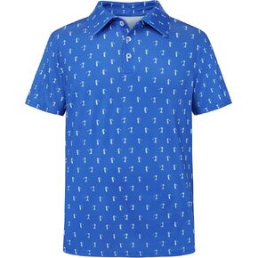 Boys Polo Shirt Kids Short Sleeve Dry Fit Performance Print Golf Shirts Cuaual Active for Boy 8-16Y in Kuwait