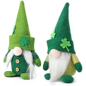 2 عبوات من تماثيل عيد القديس باتريك التماثيل القطيفة زينة دمية الجني الأيرلندية الخضراء شامروك هدية Tomte للحلي in Kuwait