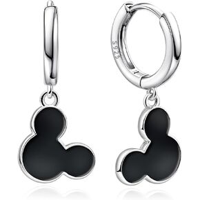 أقراط دائرية على شكل فأر للنساء، أقراط متدلية على شكل فأر من المينا السوداء اللطيفة، أقراط جميلة للأميرة المحظوظة، مجوهرات حيوانات للزوجة والابنة، هدايا عيد ميلاد in Kuwait