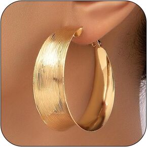 Gold Hoop Earrings for Women Large Chunky Huggie Hoops Trendy Thick Gold and Silver Statement Jewelry in Saudi Arabia
