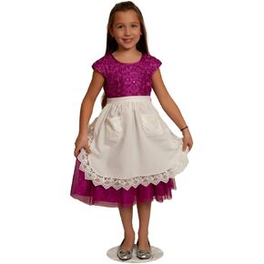 Essence of Europe Gifts Deluxe Vintage Lace Half Apron For Girls by E.H.G | Victorian Maid Costume | Kitchen Party | Age 4-12 | Two Pockets | Ecru | Beige in Kuwait