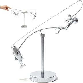 منحوتة موازنة الصياد من كونال، منحوتة الصيد الحركي، الفن الحركي لصياد السمك وباس، فن التوازن لمساحتك الخاصة، زخارف معدنية لديكور المنزل أو المكتب in Kuwait