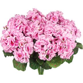 CISDUEO 4 Pcs Artificial Geranium Flowers for Outdoors Silk Flowers Outside Red Hot Pink Faux Flowers Geraniums for Outdoor Decor Indoor Garden Patio Grave Cemetary Table Centerpiece in Kuwait