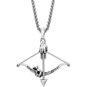 الصليب القوس والسهم قلادة للرجال، غير تشويه دائم الفولاذ المقاوم للصدأ قلادة 24 بوصة مع سبائك الزنك الصليب قلادة للذكور، اكسسوارات مجوهرات الرماية هدية لعيد الحب لصديقها والزوج in Kuwait