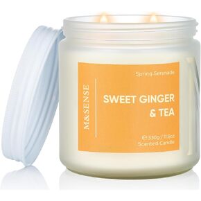 M&SENSE White Gardenia Scented Candle, 11.6oz Natural Soy Wax Non Toxic, 70-Hour Long Lasting Burn Time, 2-Wick Aromatherapy Gifts for Her, Spring Home Refresh & Romance in Kuwait