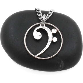 قلادة Bass Clef، ملاحظة موسيقية مجوفة، هدية مجوهرات موسيقية، مقطوعة ومصقولة من ربع، عملة مقطوعة يدويًا، حسب NameCoins in Kuwait