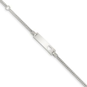Solid 925 Sterling Silver Adjustable Baby ID Bracelet Engravable Identification Name Bar Tag 6" (Width = 6mm) in Kuwait
