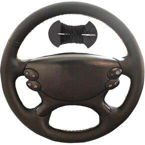 Car Steering Wheel Cover Microfiber Leather Stitch Wheel Wrap Fit for Mercedes Benz E-Class W211 E230 E350 E280 CLS-Class CLS 350 500 G AMG SL CLK,Black in Kuwait