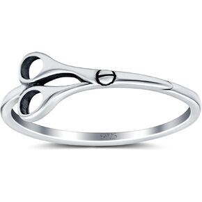 Blue Apple Co. Scissors Band Oxidized Ring Solid 925 Sterling Silver (8mm) in Saudi Arabia