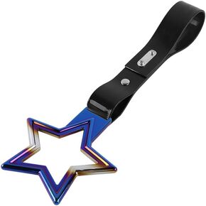 Q1-TECH, JDM Tsurikawa Ring Japanese Subway Train Bus Car Handle Cute Star Shaped Handle Hand Strap Rear Front Bumper Warning Rings Drift Charm Drift Bosozoku Car Accessory (Neo Chrome -WH) in Saudi Arabia