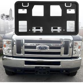 Front License Plate Frame Compatible with 2008-2014 Ford E-150 / E-250, 2008-2024 Ford E-350 Super Duty/E-450 Super Duty Front Bumper License Plate Holder Mounting Bracket Replace # 8C2Z17A385AA in Kuwait