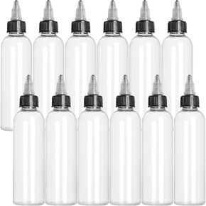 20 قطعة من زجاجات الضغط البلاستيكية المستديرة LDPE من SENENQU، زجاجات توزيع دائرية طبيعية من بوسطن مع غطاء علوي ملتوي للحرف اليدوية والفنون والغراء والمزيد (8.5oz، شفاف) in Kuwait