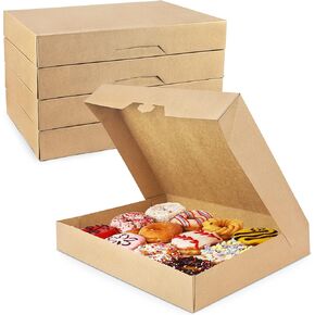 Fit Meal Prep 18 Pack Donut Box 15x11.5x2.25 Auto-Popup Macaron Boxes - Large Kraft Brown Boxes for Baked Goods, Cookies, Breads, Cupcakes, Pizza Durable, Convenient Pastry Box for Home and Bakery in Kuwait