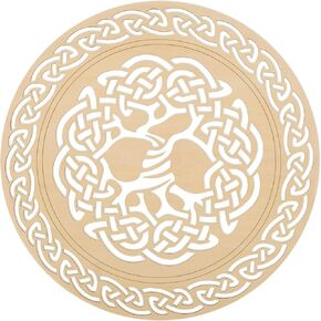 المستوى الرابع MFG Helm of Awe Wall Art 12 "رمز الفايكنج الشمالي، ديكور فني جداري خشبي، فن جداري Vegyisir مثالي لعشاق الفن الشمالي in Kuwait