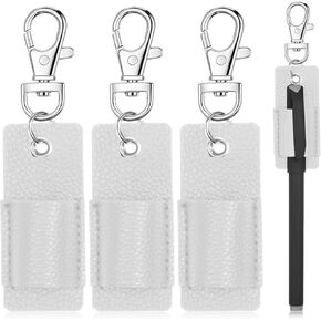 3 قطع حامل أقلام حبل قصير، مشبك قلم حبل قصير مضاد للفقدان، حامل أقلام رقبة جلدي محمول شارة سلسلة مفاتيح حامل أقلام (أبيض) in Kuwait