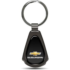 iPick Image for Chevrolet Suburban Black Dome Metal Teardrop Key Chain in Kuwait