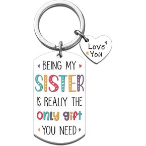Sisters Gifts from Sister Keychain Sister Birthday Gifts Funny Gift for Sisters Friends Bestie Soulmates Thanksgiving Christmas Gift Ideas Unique Sis Keyring in Kuwait