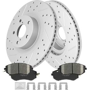 Front Brake kit, Drilled & Slotted Brake Rotors and Disc Brake Pads, for 2011-2014 Subaru Impreza/Forester, for 2013-2014 Subaru Legacy/Outback/XV Crosstrek in Kuwait