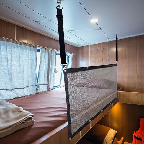 قضبان سرير بطابقين RV - شبكة أمان بحجم كينج مقاس 47.24 بوصة × 24.41 بوصة للطابق العلوي، وموسع حاجز حماية السرير للتخييم، وملحقات RV in Kuwait