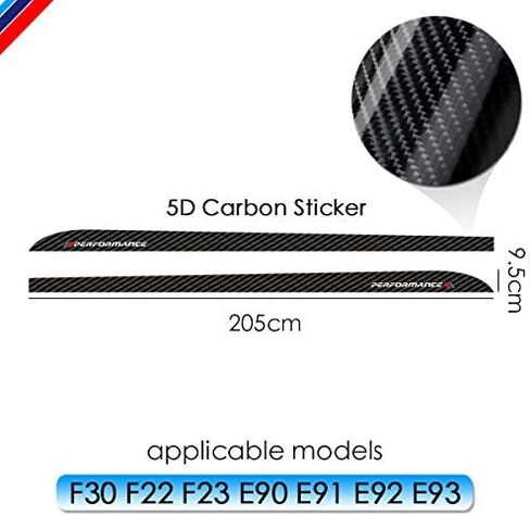 2pieces Glossy 5d Carbon Fibre Vinyl Performance Side Skirt Racing Stripes Decal Stickers for BMW f30 f31 f22 f23 e90 e91 e92 e93 Accessories - 205CM in Saudi Arabia