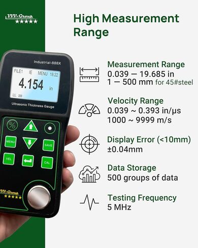 Ultrasonic Thickness Gauge Industrial-888X Echo-Echo Mode Measure Through Coating up to 19.685mils (500 microns) / Cast Iron Thickness Measurement/PC Connection in Kuwait