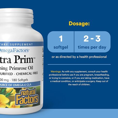 Natural Factors Omega Factors, Ultra Prim Evening Primrose Oil, 500 mg, 180 Softgels in Saudi Arabia
