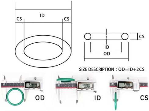 10PCS FKM O Ring Sealing Gasket Insulation Oil High Temperature Resistance Fluorine Rubber Green CS 1-2.4mm OD 4-70mm(OD 54mm,CS 2mm) in Kuwait
