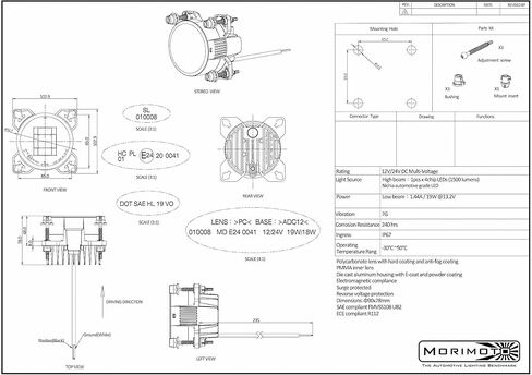 Morimoto BI-LED High/Lowbeam, Sealed3 LED Headlight Housing, Universal 90mm DOT Approved Projector, Ultra Bright Plug and Play Upgrade for Custom Cars, Motorcycles, Motorhomes, Buses, etc. (1x LF802) in Kuwait