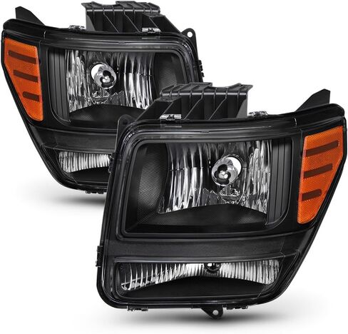 ACANII - For 2007-2011 Dodge Nitro Black Housing Headlights Headlamps Aftermarket Driver + Passenger Side 07-11 Pair Set in Saudi Arabia