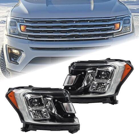 RH Halogen Headlight Fit for 2018 2019 2020 2021 Ford Expedition XLT Limitated Headlamp Assembly Right Passenger Side With Bulbs FO2503370 JL1Z-13008-K in Kuwait