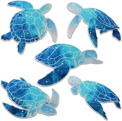 مجموعة من 5 قطع من ديكورات الحائط الخشبية على شكل سلحفاة البحر من ForraFun - ديكورات جدارية على شكل سلحفاة ساحلية عتيقة على شكل سلحفاة بحرية على الشاطئ مع خطافات للحمام والمنزل ومنزل البحيرة وحمام السباحة والأماكن الداخلية والخارجية in Kuwait