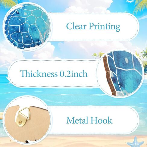 مجموعة من 5 قطع من ديكورات الحائط الخشبية على شكل سلحفاة البحر من ForraFun - ديكورات جدارية على شكل سلحفاة ساحلية عتيقة على شكل سلحفاة بحرية على الشاطئ مع خطافات للحمام والمنزل ومنزل البحيرة وحمام السباحة والأماكن الداخلية والخارجية in Kuwait