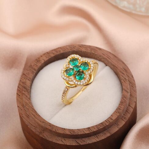 Four Leaf Clover Spinner Ring for Women Imitation Cubic Zirconia Lucky Flower Fidget Ring Stacking Adjustable Open Relief Stress Fidget Bands Elegant Irish Good Luck Jewelry for St Patricks Day in Saudi Arabia