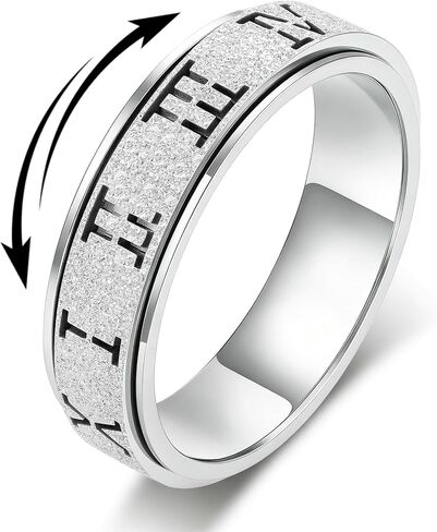Anxiety Relief Fidget Ring for Women: Roman Numeral Spinner Thumb Ring Stainless Steel Toys Adults Fidgit Silver Gold Black Rainbow Rose Gold Bands Size 5 6 7 8 9 10 in Kuwait