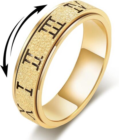 Anxiety Relief Fidget Ring for Women: Roman Numeral Spinner Thumb Ring Stainless Steel Toys Adults Fidgit Silver Gold Black Rainbow Rose Gold Bands Size 5 6 7 8 9 10 in Saudi Arabia