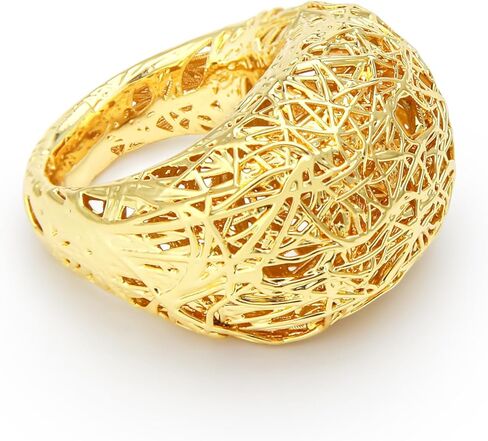 Gold Ring for Women，18K Gold Plated Hollow Out Design Ring， Personality Trend Fashion Ring in Saudi Arabia