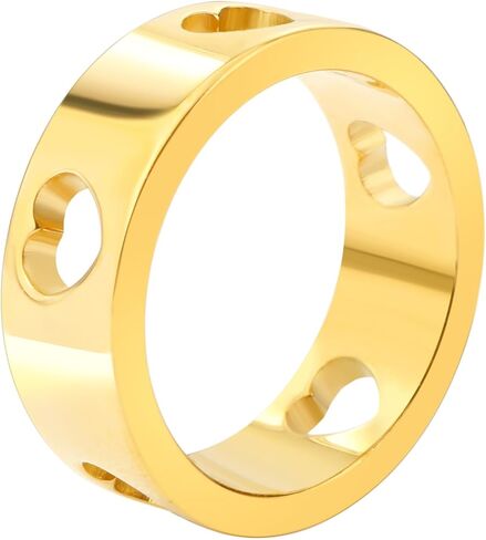 JINHUI Rings for Women, 18K Gold Silver Plated Dome Thick Hollow out Heart Star Women’s Rings Knuckle Statement Vintage Band Rings in Kuwait